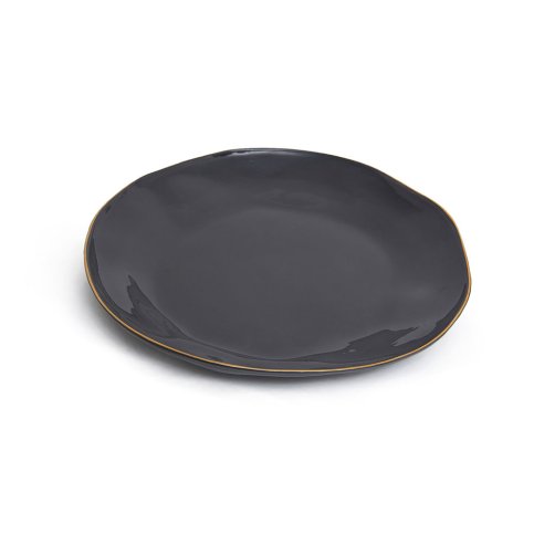 Indochine round plate L in: Charcoal