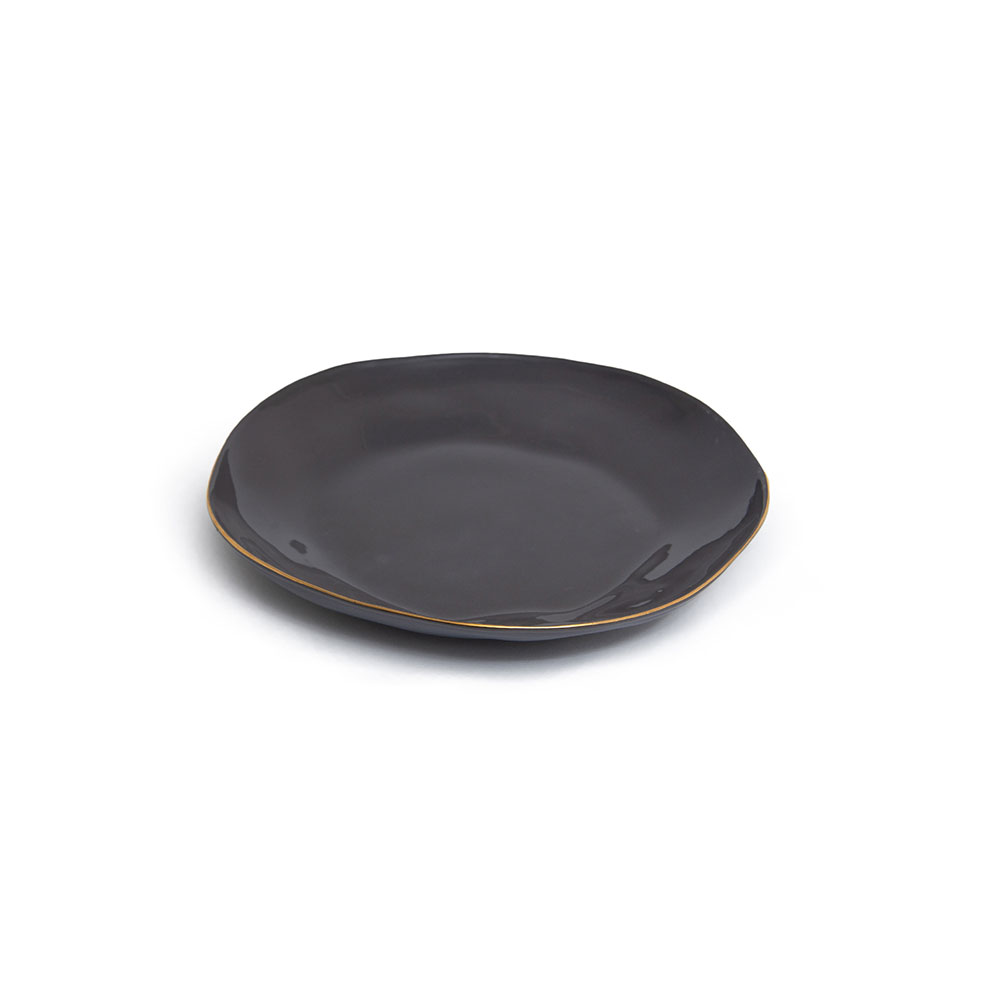 Indochine round plate M: Charcoal