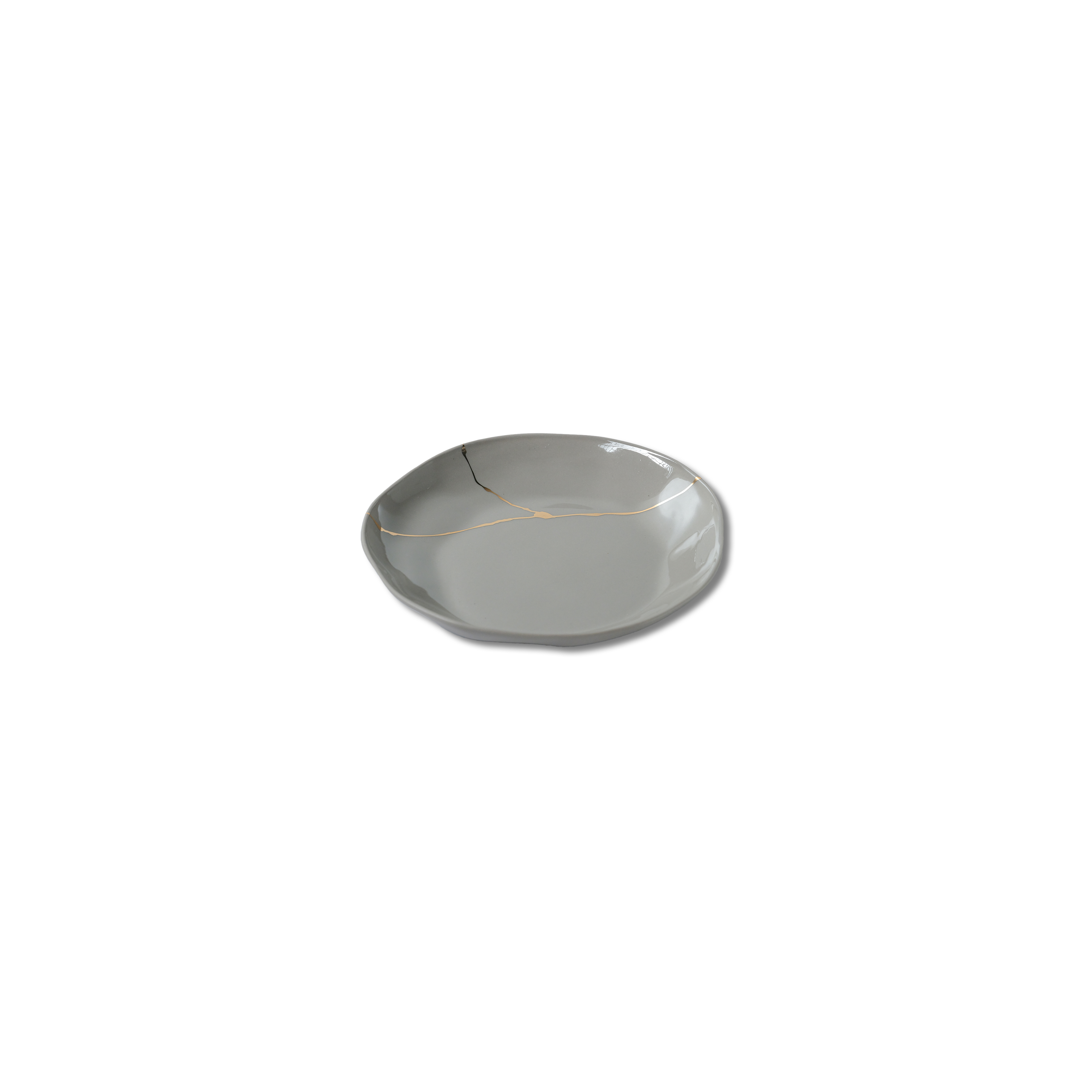 en- Kintsugi round plate S: Light grey