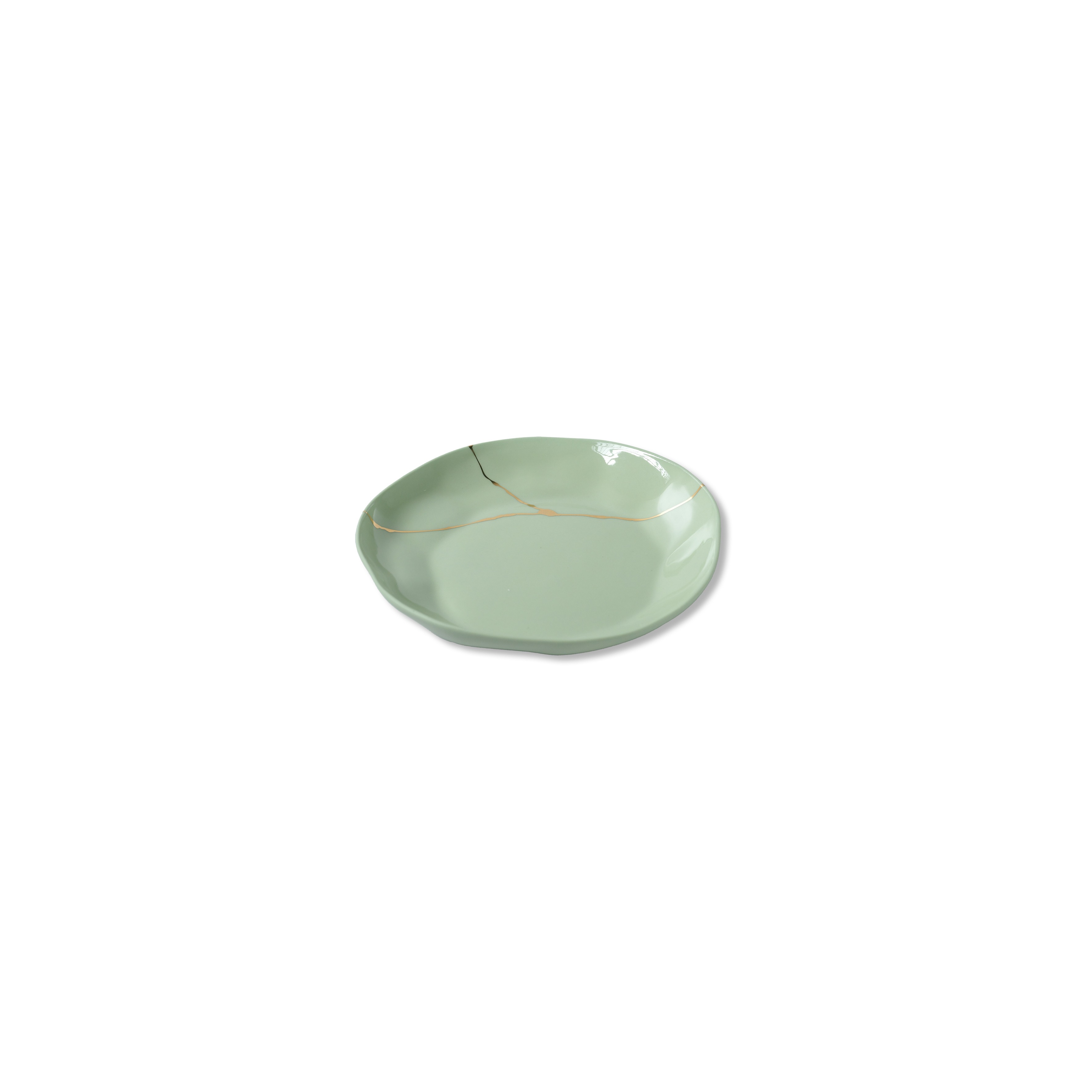 en- Kintsugi round plate S: Celadon