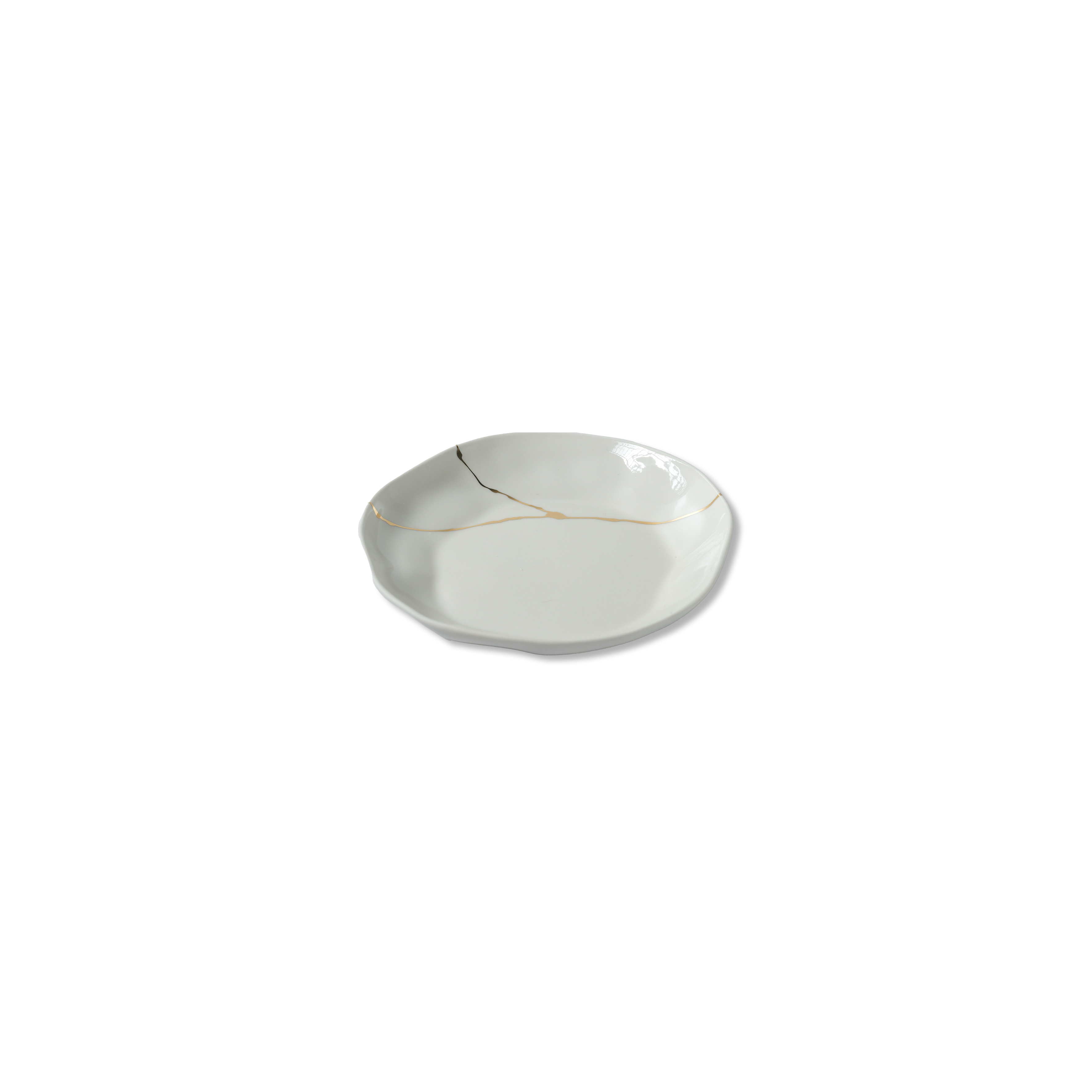 Kintsugi round plate S: Chalk