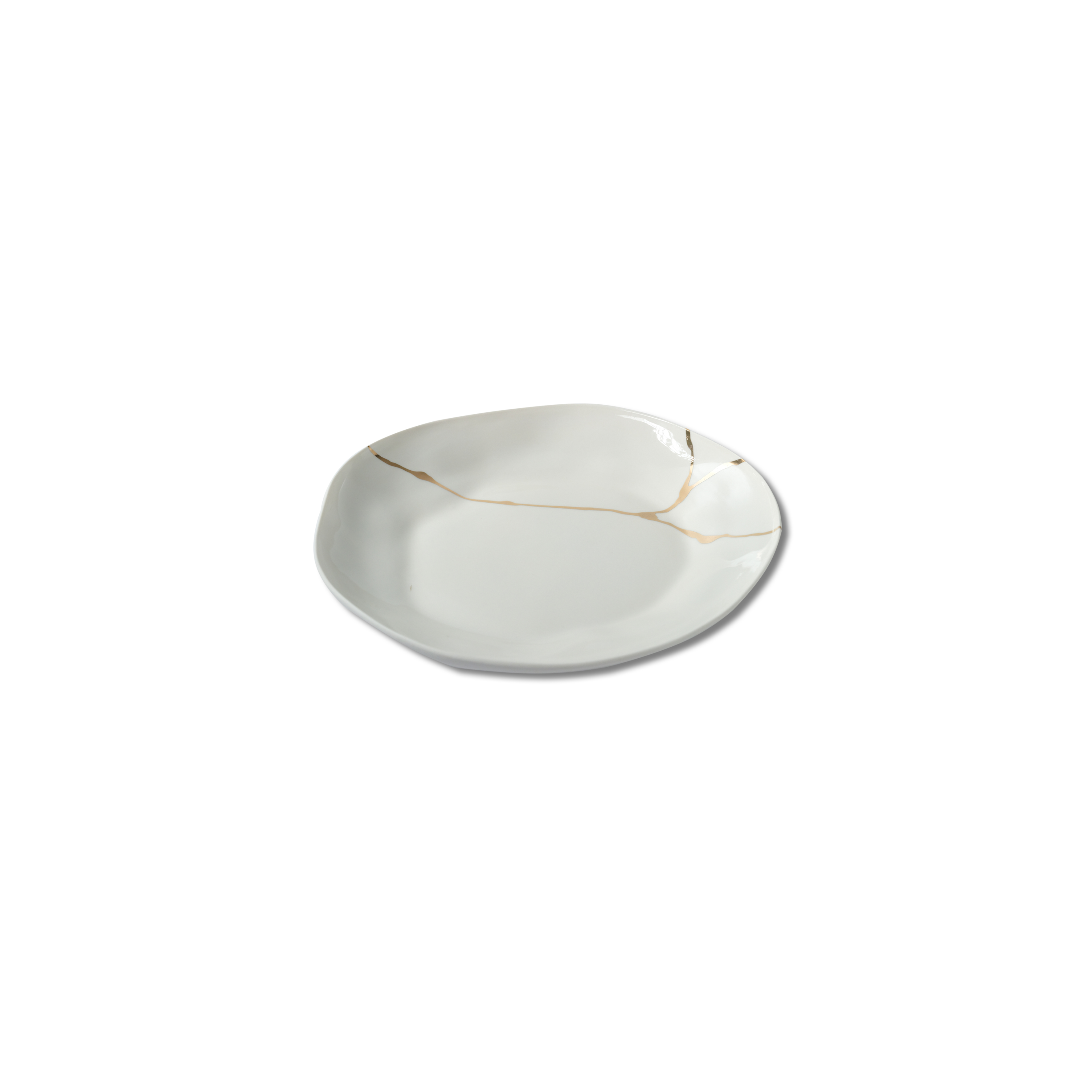 en-Kintsugi round plate M: Chalk